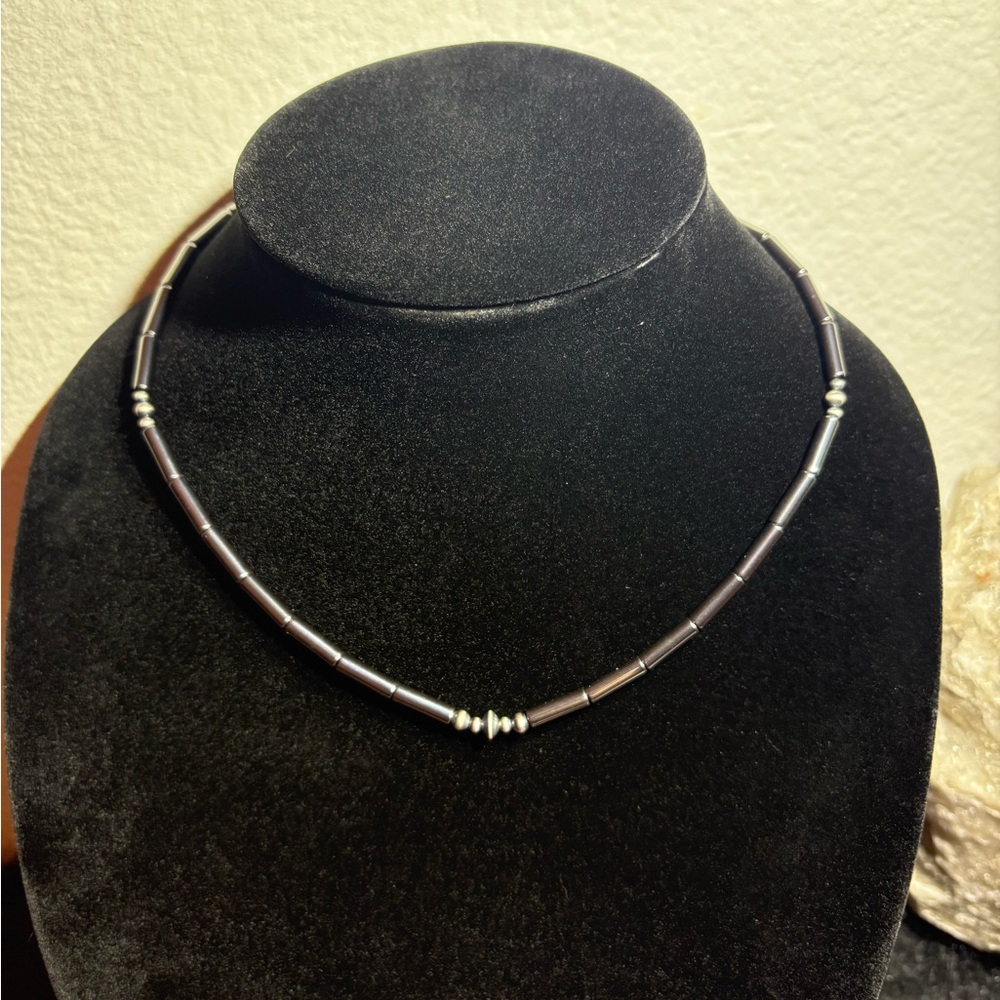 Hematite with Navajo Pearls Necklace